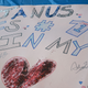 A fan’s sign for New York Excelsior player Janus.